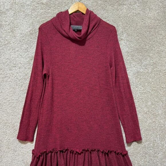 Anthropologie Sunday in Brooklyn Sweater Dress Women's Large Wine ruffle hem NWT - Picture 6 of 16